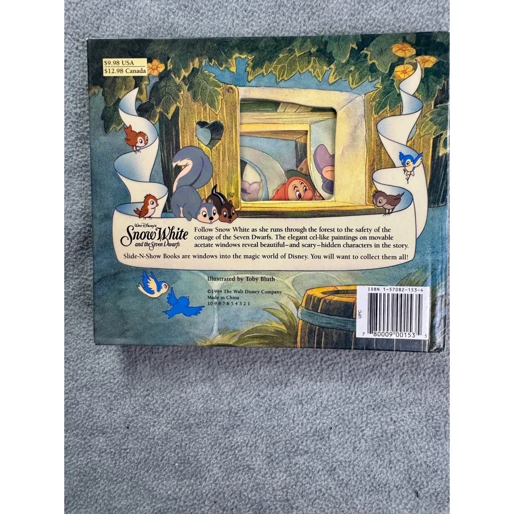 Vintage 1994 Disney Mouse Work Snow White's Escape Slide-N-Show Board Book Bluth